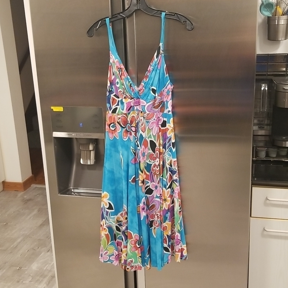 💕JAMS WORLD💕 Strapless Mini Dress ~ Blue Floral Print Medium